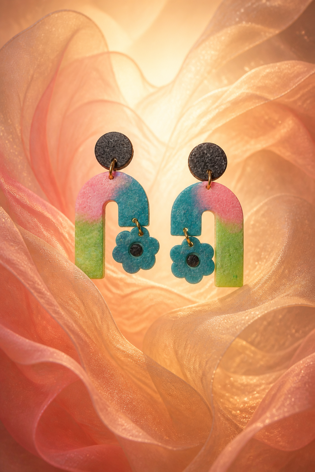 A cool funky handmade earring. Created to stand out and turn heads. You will enjoy all the attention. Enhance your collection by taking this set home  One of a kind. never to be repeated.  D09