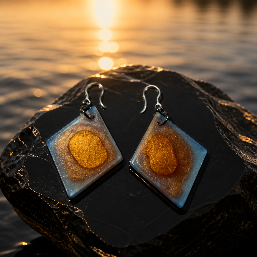 Classic funky elegance , a unique handmade earring. Lightweight with hypo-allergenic comfy hooks. One of a kind. Exquisite elegance waiting for you!  B09