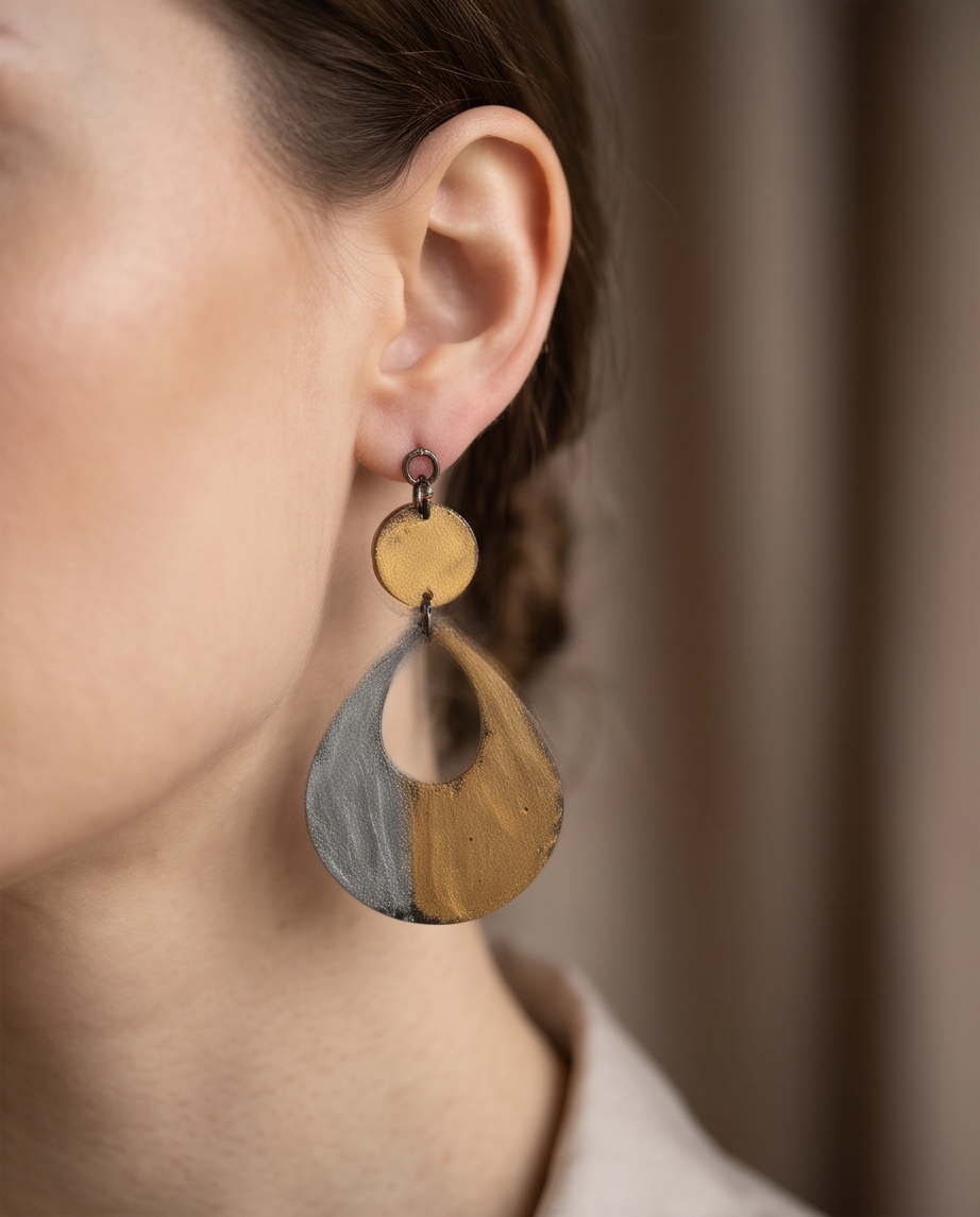 A Beautiful elegant rustic handmade earring with comfy hypo-allergenic hooks.Design W02   www.chakor.co.za