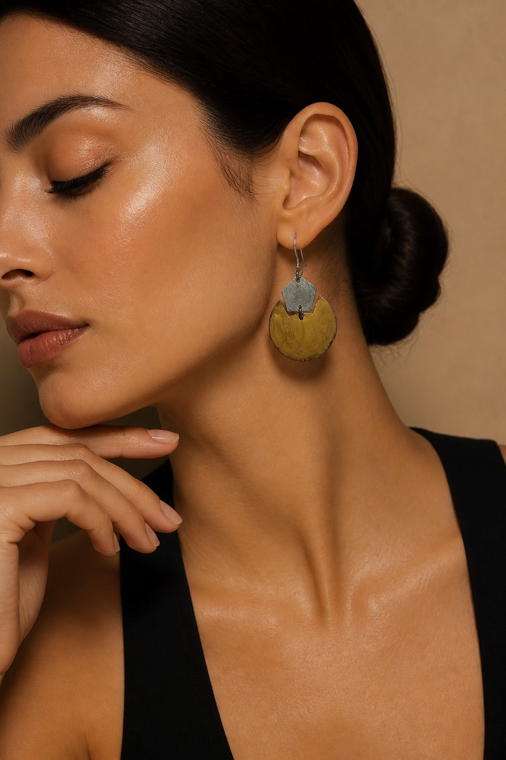 Beautiful timeless elegance meets modern geometry.Stylish handcrafted earrings. Design X02 www.chakor.co.za