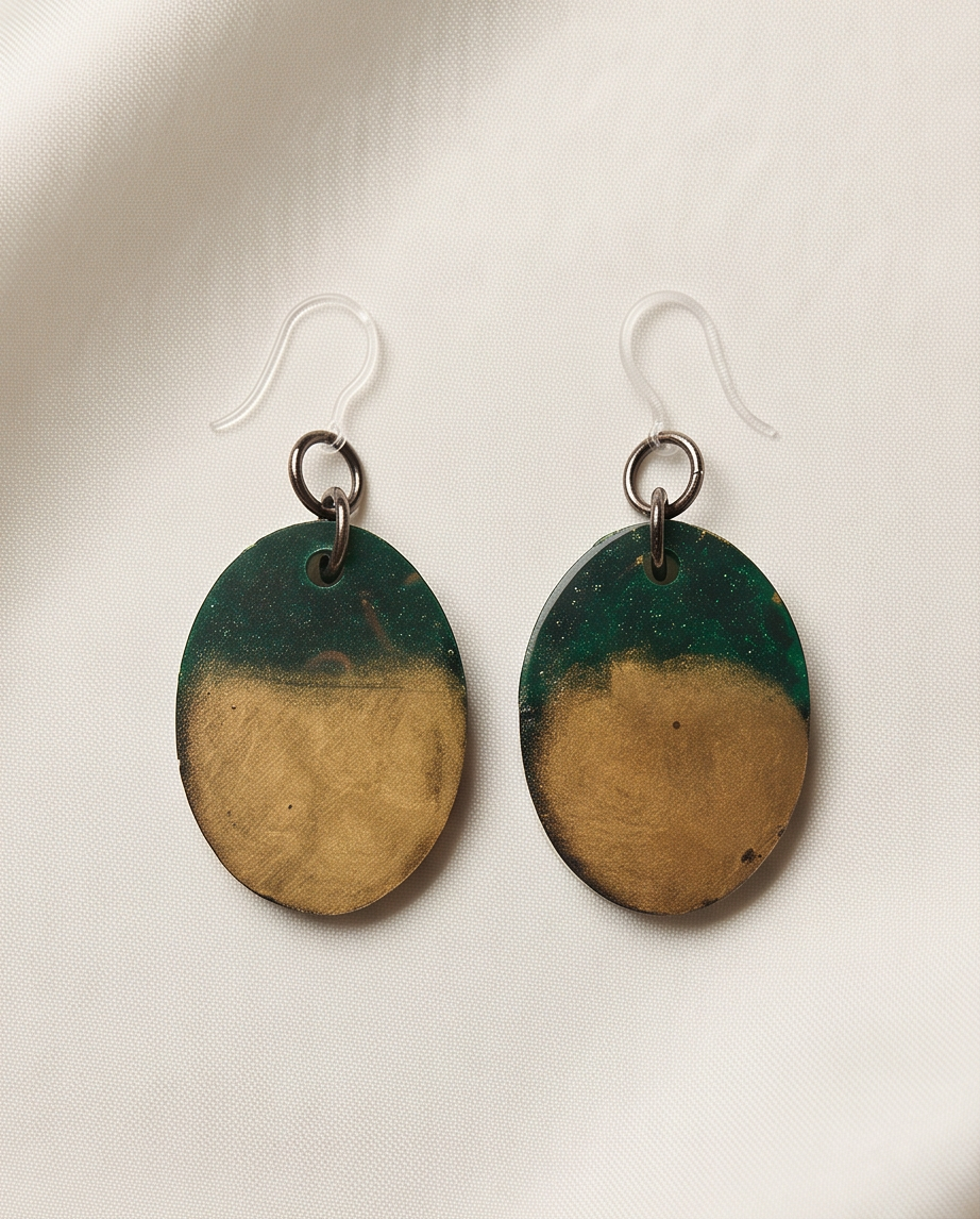 Elevate your style with these sunning green and gold earring. secure it now. Design X01 www.chakor.co.za