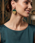 Elevate your style with these sunning green and gold earring. secure it now. Design X01 www.chakor.co.za