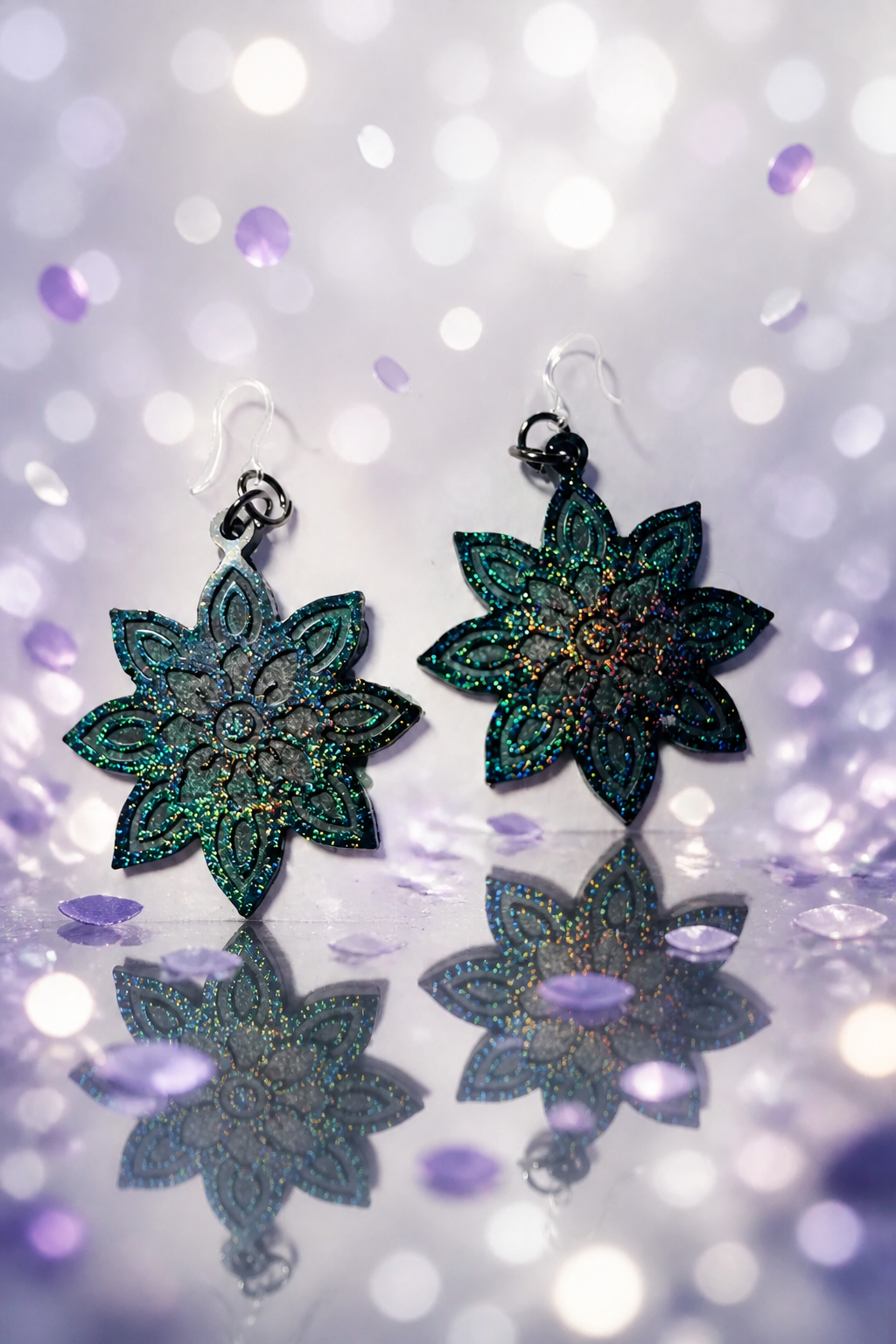 Elevate your evening look with these shimmering floral handcrafted earrings. Design X03 www.chakor .co.za