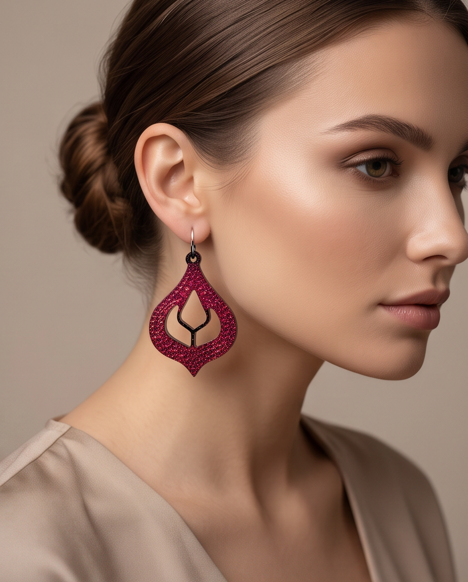 Make a bold statement with these intricately patterned. sparkling handmade earrings. Design X06 www.chakor.co.za